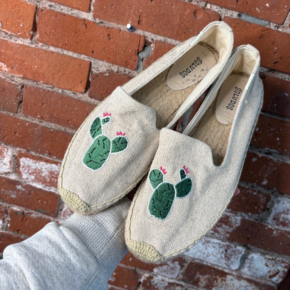 Soludos Cactus Smoking Slipper in Sand Sz 9.5 Espadrille Flats Summer Platform
